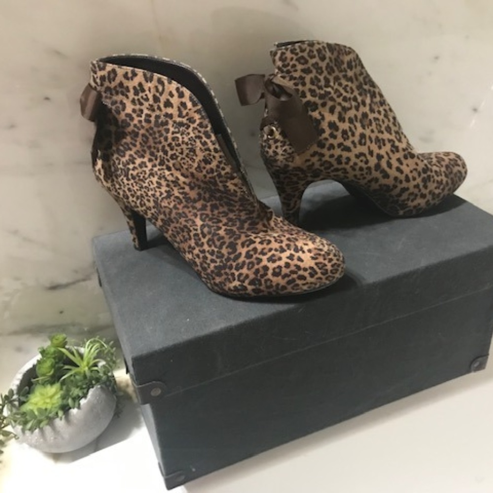 Faux Leopard Print Ankle Boots